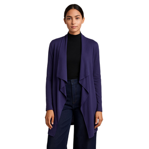 KENAR 💕 Merino Wool  medium Longline Purple Waterfall Cardigan Lagenlook
